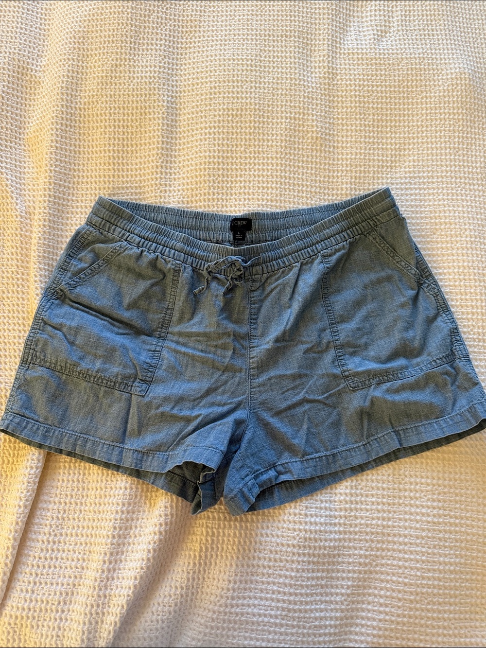J. Crew Light Blue Chambray Drawstring High-Waist Women's Shorts Size L